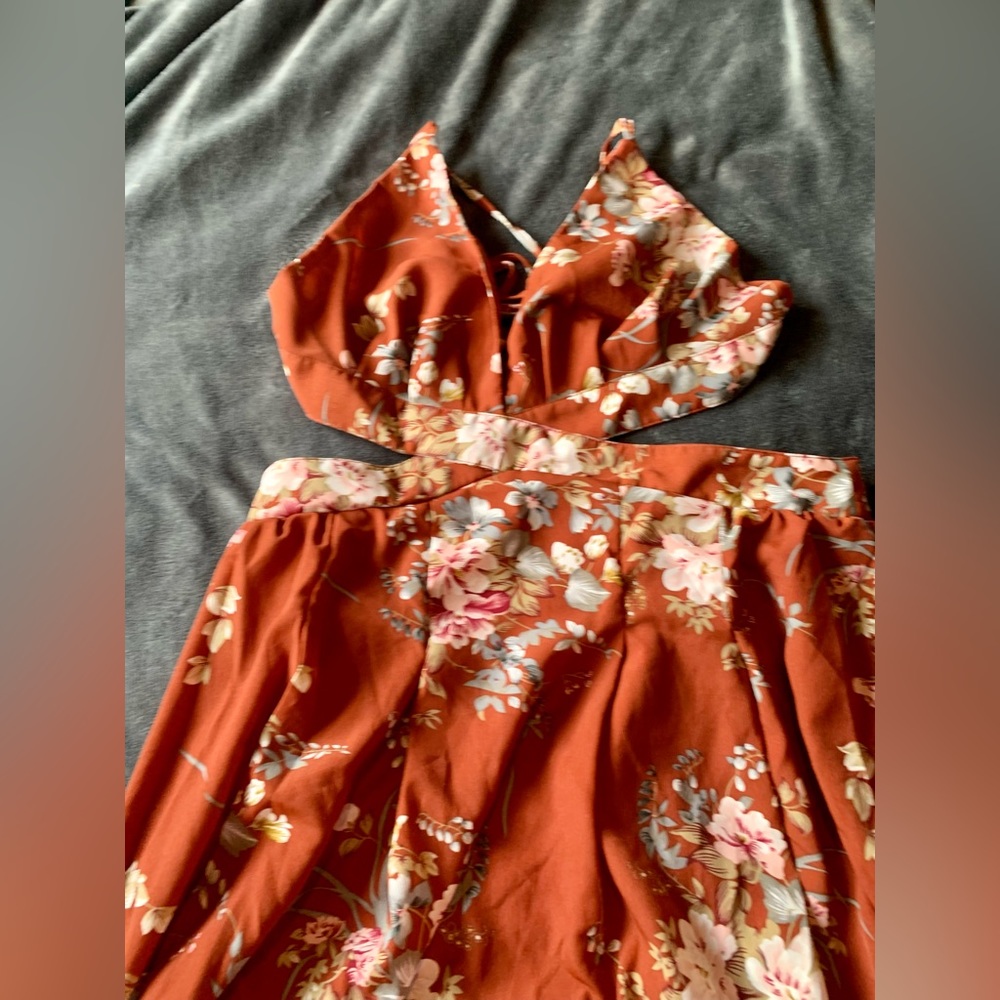 Rust floral maxi dress